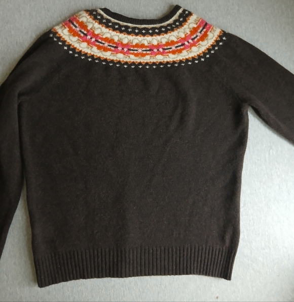 J Crew Sweater Womens Large Lambs Wool Fair Isle Crew Neck Boho Cozy Western - Picture 9 of 11